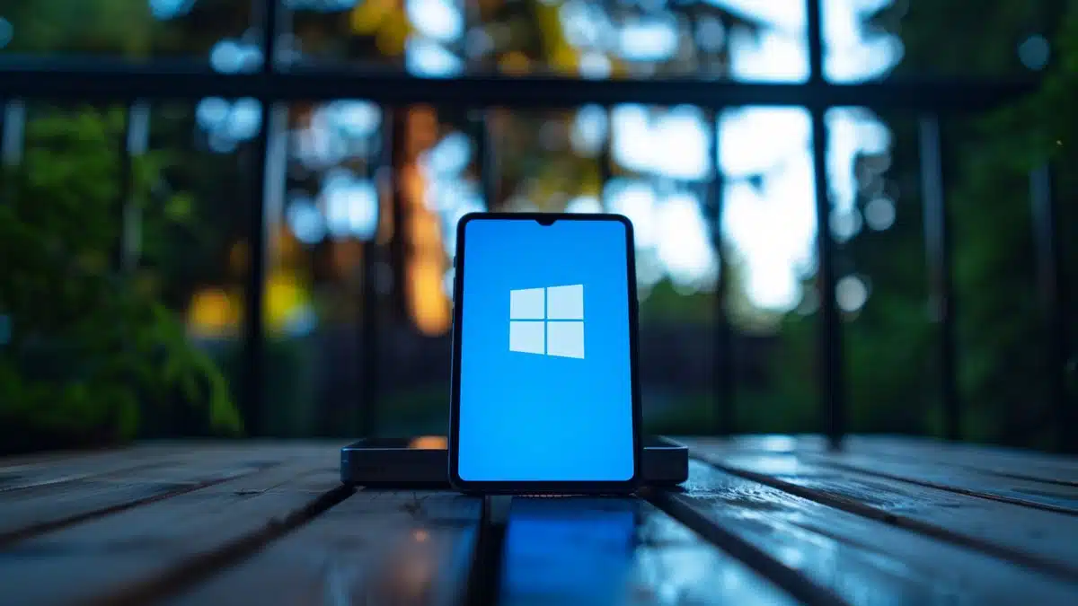 Логотип Windows Insider на екрані смартфона в Сіетлі.