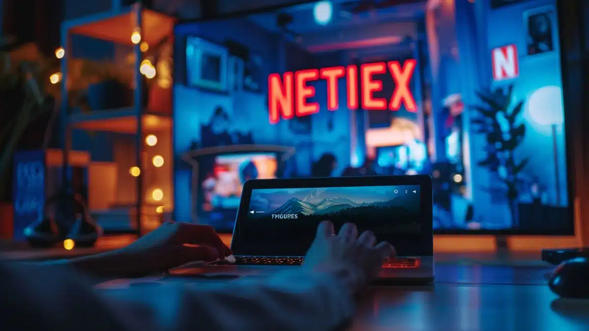 Person using a web browser to access the new Netflix web app.
