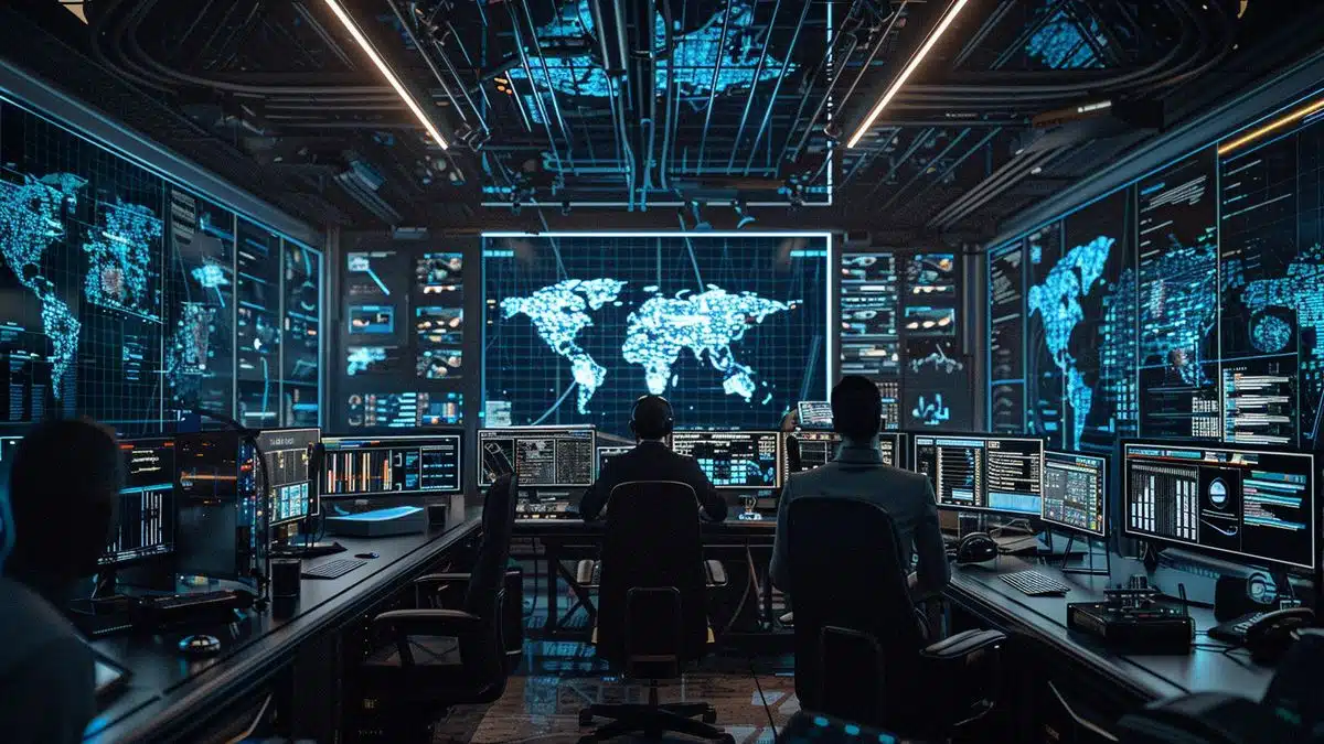 Network security measures being implemented in a hightech command center