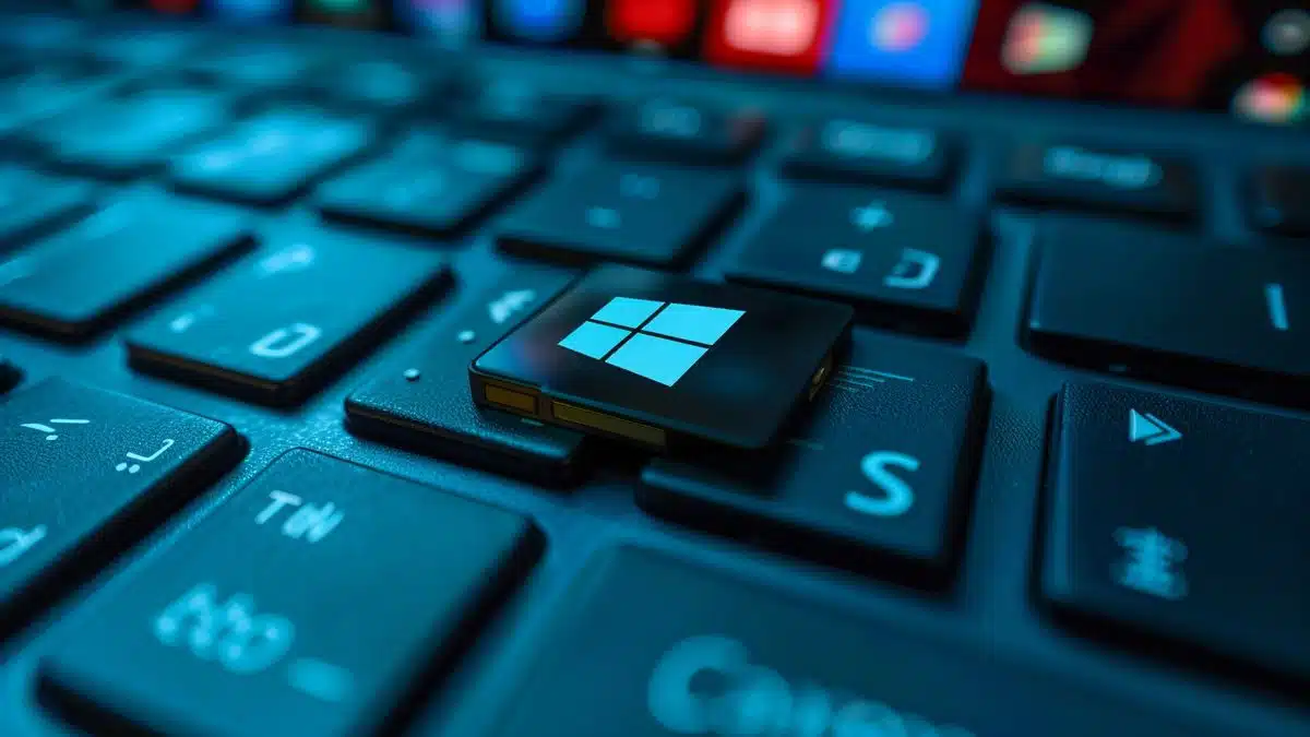 Closeup of a Windows Pro license key on a computer screen.