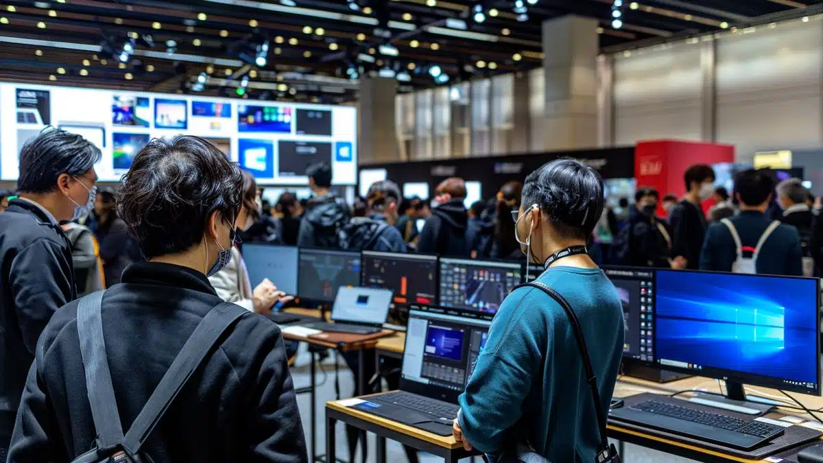 Energyefficient devices running Windows showcased at a tech conference in Tokyo.