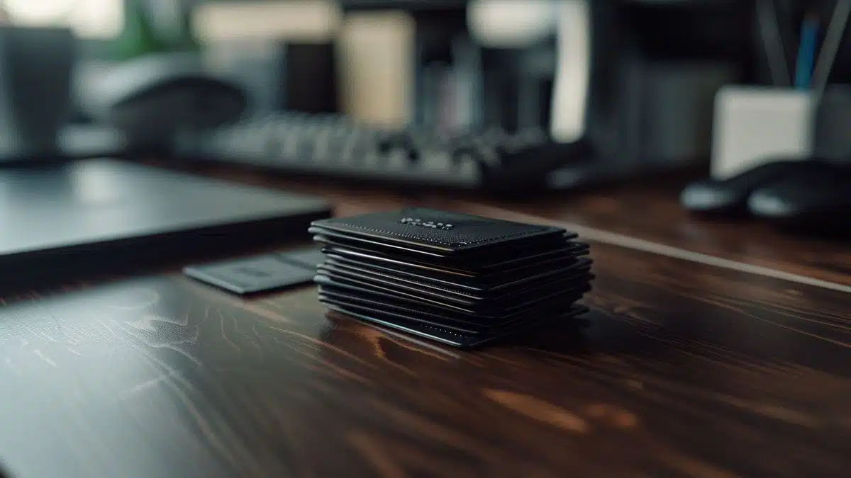 Stack of OEM key cards for Windows and Office on a desk.