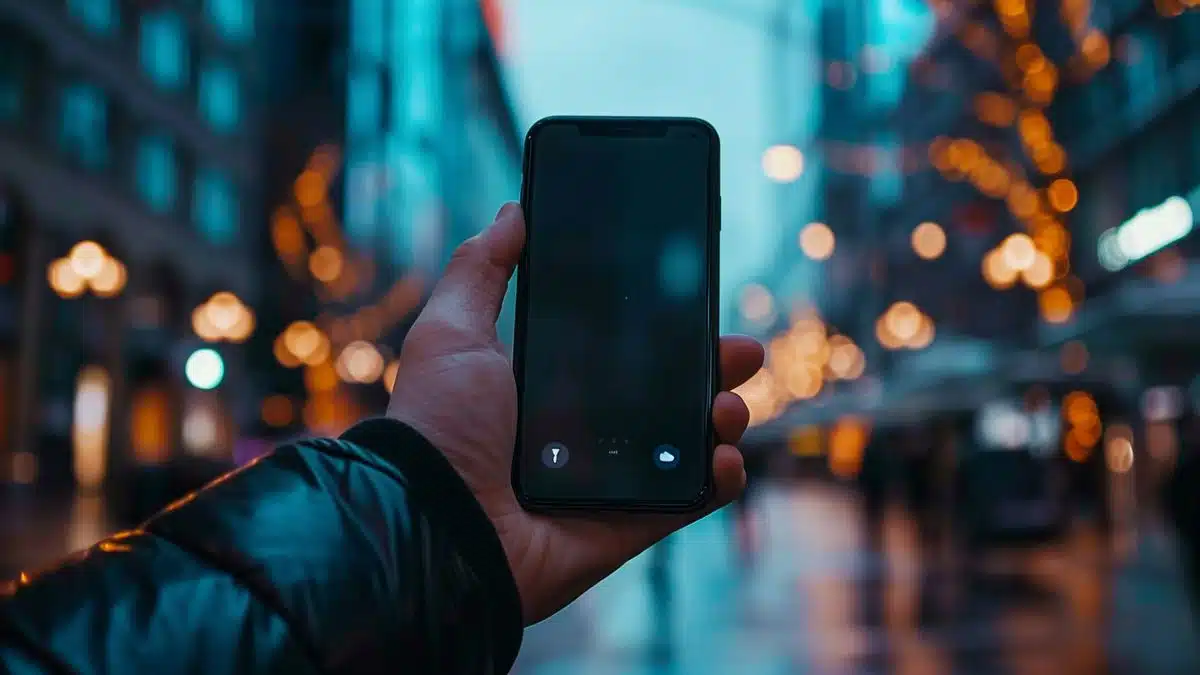 Person holding an iPhone with a new name displayed on the screen.