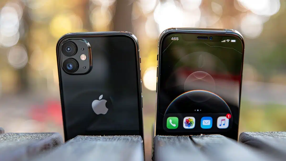 Two iPhones side by side, one showing Face ID setup, the other Touch ID setup.