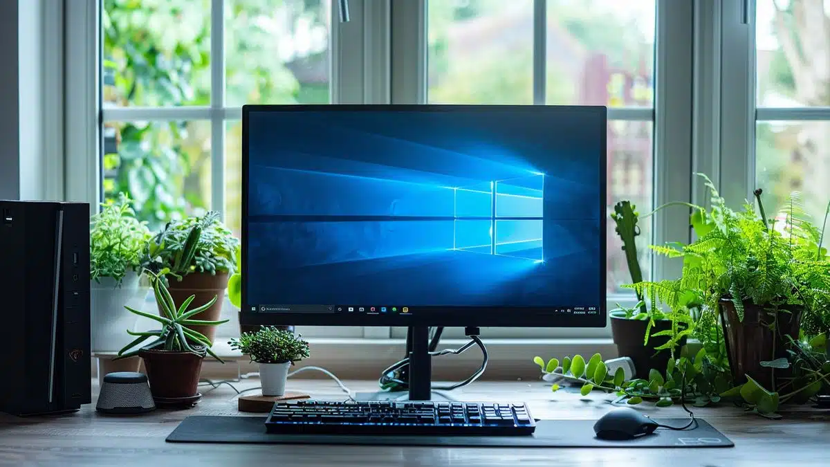 A Windows computer with an Intel processor on a tidy desk.