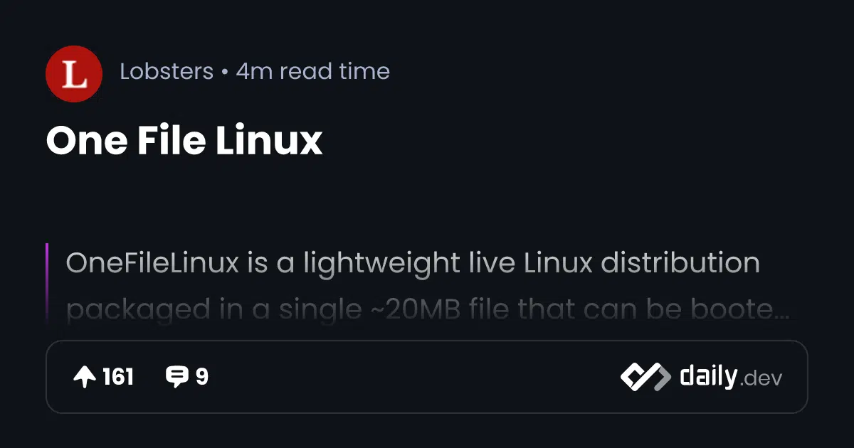 découvrez onefilelinux, une mini-distro efi innovante conçue pour offrir une expérience légère et performante. idéale pour les utilisateurs en quête d'optimisation, cette distribution vous permet de démarrer rapidement votre système tout en intégrant de puissants outils. explorez des fonctionnalités uniques et personnalisez votre environnement selon vos besoins.